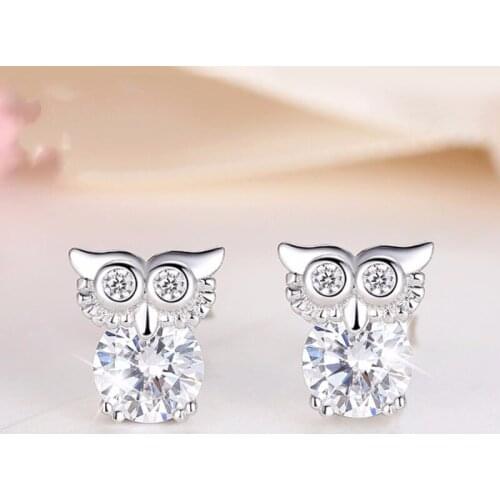 925 Silver lovely Inlaid Owl Beads Earrings Agate Carved Charm Jadeite Jewelry Fashion Amulet for Women Gifts