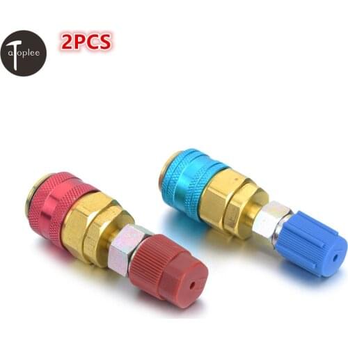 2PCS AC R134A Auto Quick Connector Adapter Coupler High/Low Pressure Side Manifold Hoses On Auto Car Air-conditioning
