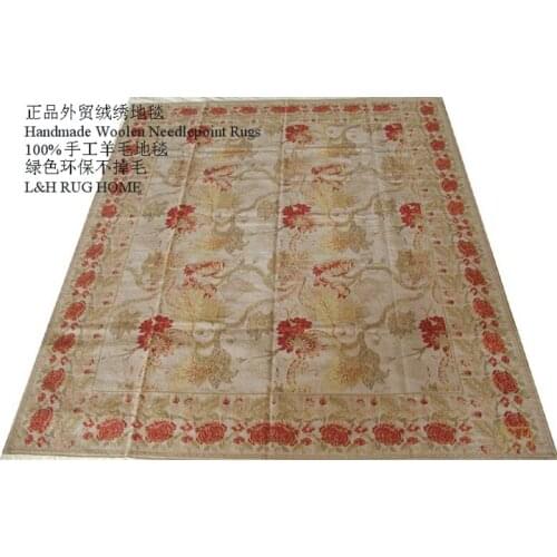 Free shipping handmade needlepoint woolen rugs 9'x12.4'(274x377cm)