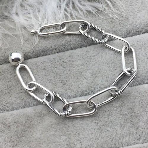 2019 New 100% 925 Sterling Silver Me Link Bracelet Fit European Small Hole Charm Beads For Women Original DIY Jewelry Gift