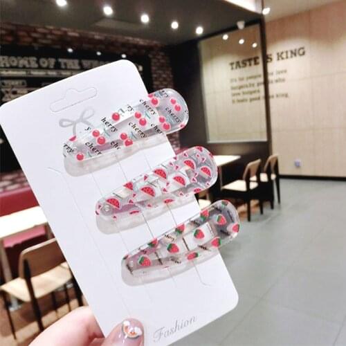 New Kids Hair Accessories Fruit Transparent Waterdrop Hair Clip Hairpins Children Girls Cute Cartoon Hair Clips headbands