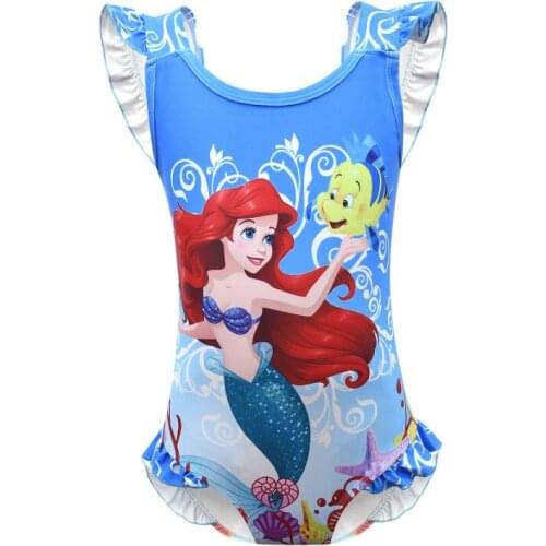 Disney Frozen Elsa Anna Dolls New Girls Swimwear Children One-piece Swimsuit Doll Cartoon Girl Swimwear