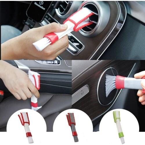 2 In 1Double Ended Car Cleaning Brush Car Detailing Dust Removal Car Air-conditioner Outlet Dirt Duster Cleaner Brush