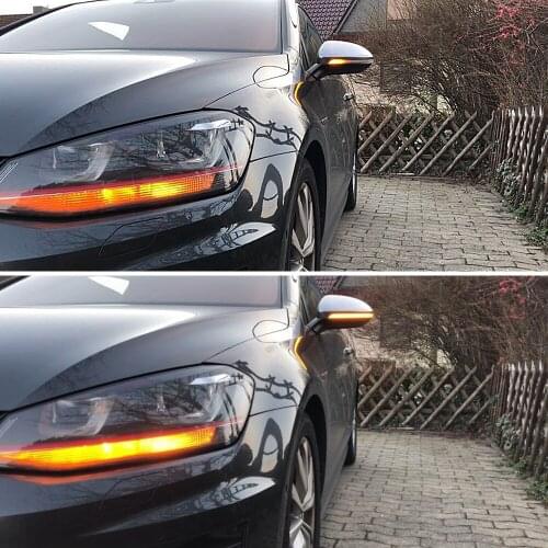Smoked Dynamic Bright Led Turn Signal Mirror Light Water Flowing Clear Version For Vw Golf Mk7 Gti 7 R Rline Gtd