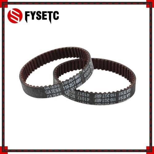 GATES-LL-2GT 3D Printer Belt Closed Loop Fiberglas Rubber Synchronous GT2 Timing Belt 2GT-6 Length 110mm Wide 6mm