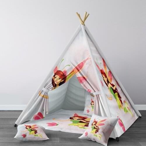 Play Tent for Kids Wigwam Portable Indoor Playground Tents Children Bedrooms Light Pink Fairy Model 156