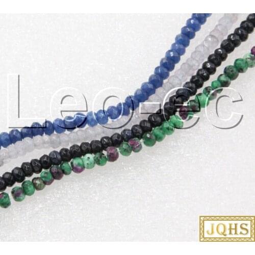 JQHS 4X2mm Rondelle Beads Faceted blue black white green jades Beads Strand ForJewelry Making 15" V1215