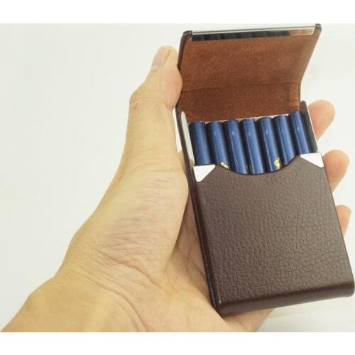 Pocket Cigarette Case Tobacco Cigar Storage Box Flip Top Holder Container Brown