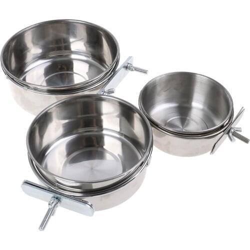 Bird Feeder Stainless Steel Coop Cups Food Bowl Container Parrot Parakeet Cage Hanging Bowl Water Food Dish Bird Supplies