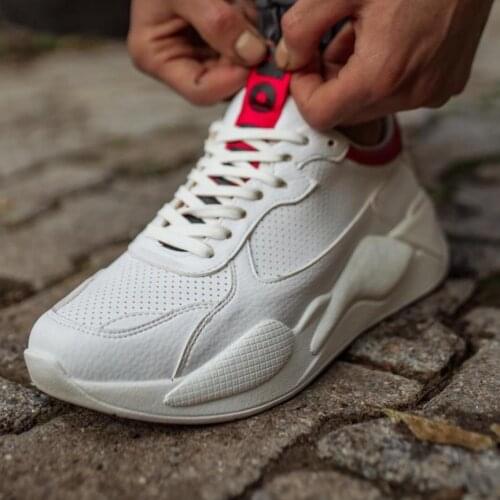 Knack Sneakers Casual Male Shoes 606 White Red Street Fashion New Season New Creation Cool Comfortable Style