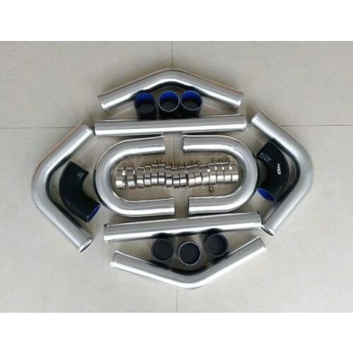 Aluminum PIPING + BLACK HOSE FOR UNIVERSAL 2.5" 63MM TURBO BOOST INTERCOOLER PIPE PIPING KIT Hot Selling