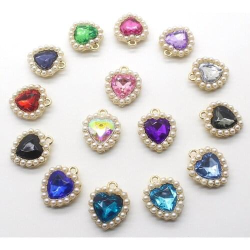 Fashion Metal Alloy 10Pcs/Lot Heart-shaped Pearl Classic Pendant Necklace Holiday Making Necklace Accessories Party DIY Handmade