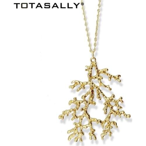 TOTASALLY Fashion Women Pendant Necklaces Designer Golden Alloy Coral Pendant Lady Long Dressing Necklaces Dropshipping Jewelry