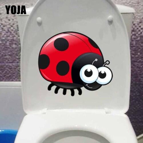 YOJA 22.4X19.1CM Coccinella Septempunctata Wall Decal Toilet Sticker Home Decor Cute Animal Cartoon T5-1088