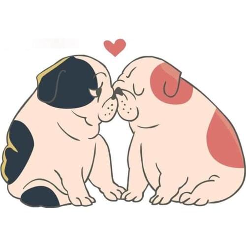 Personality English Bulldog Kisses Car Stickers Vehicle VAN SUV JDM Custom Printing Decal Vinyl Decoration Apply To Car Window