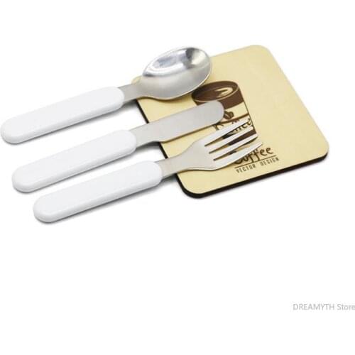 NEW! Sublimation Children Cutlery Set White Blank DIY Fork Knife Spoon Stainless Steel Adults Cutlery Portable Kids Tableware