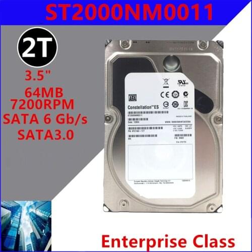 New HDD For Seagate 2TB 3.5" SATA 6 Gb/s 64MB 7200RPM For Internal HDD For Enterprise Class HDD For ST2000NM0011
