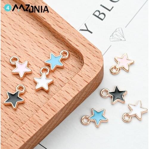20pcs/lot Color Alloy Enamel Star Charm Handmade Craft Pendant Making For Jewelry Making Necklace Diy Accessories Wholesale