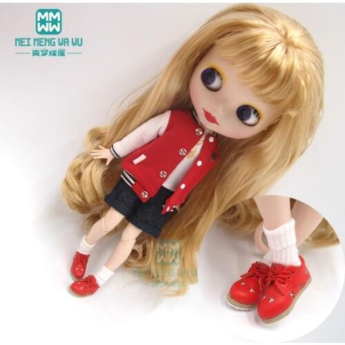 Blyth Doll Clothes red baseball uniform, shorts, leather shoes christmas gift