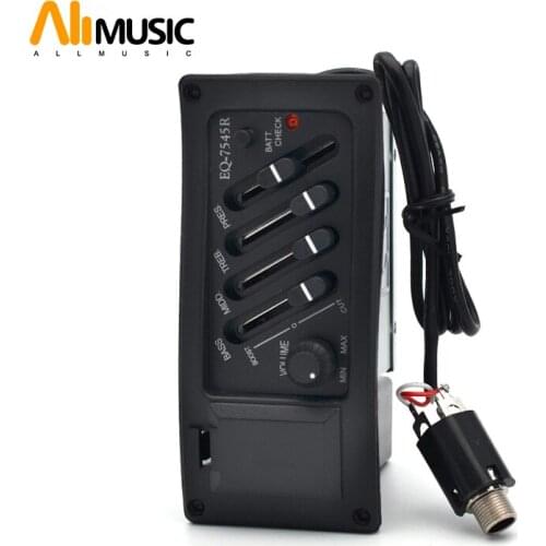 Professional 4 Band Acoustic Guitar Preamp Amplifier EQ 7545R Pickup 6.5MM Output Acoustic Guitar Acceseories Drop Shipping