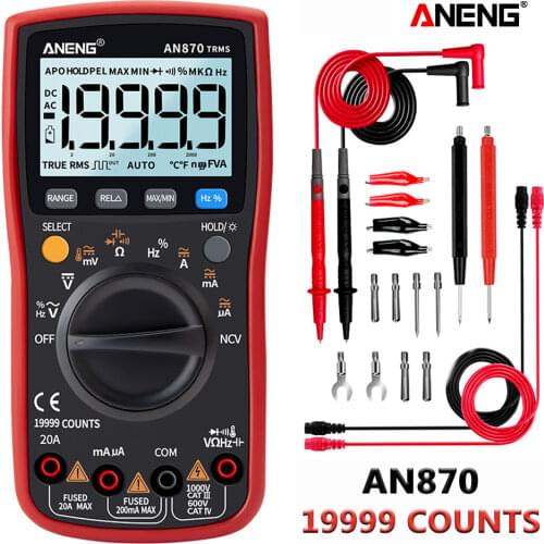 ANENG AN870 Profesional Digital Multimeter 19999 Counts True Rms AC/DC Voltage Current NCV Transistor Accurate Auto Range Tester