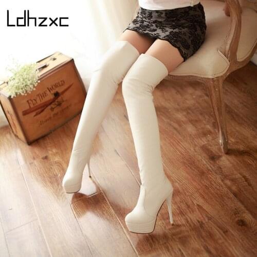LDHZXC S2020 slim over the knee boots women super high heels platform shoes autumn sexy thigh high boots female big size 42 43
