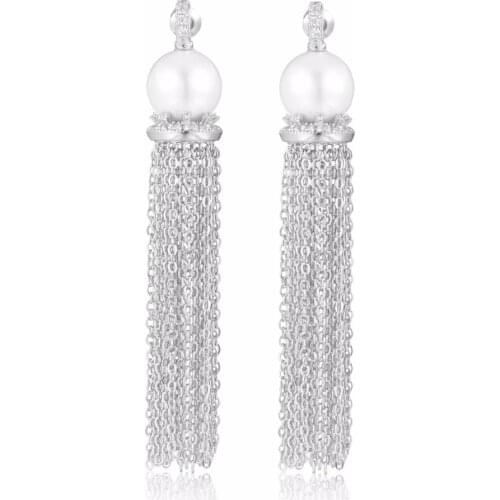 GrayBirds D Earrings Chain Tassels Bell And Shell Pearl Earrings With Zirconia Clear Lead And Nickel Free Party Gifts XYE016