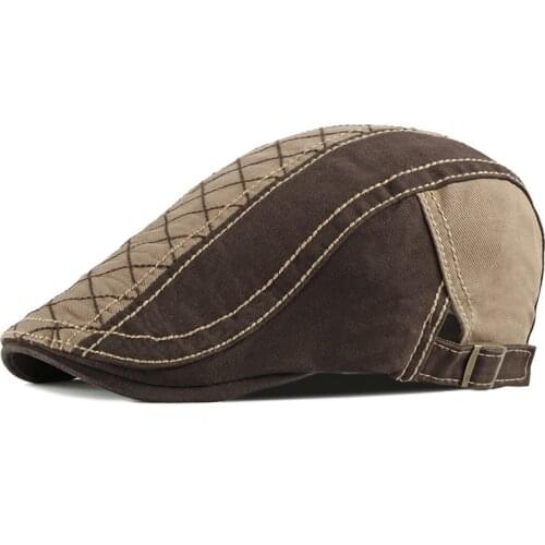 Spring Summer Patchwork Newsboy Caps Men Cotton Flat Peaked Cap Women Painter Beret Hats 22