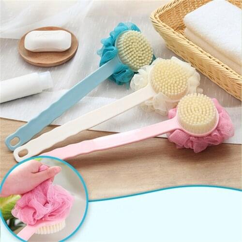 Long Handle Rubbing Back Bath Brush Flower Ball For Adult Soft Hair Dual Purpose