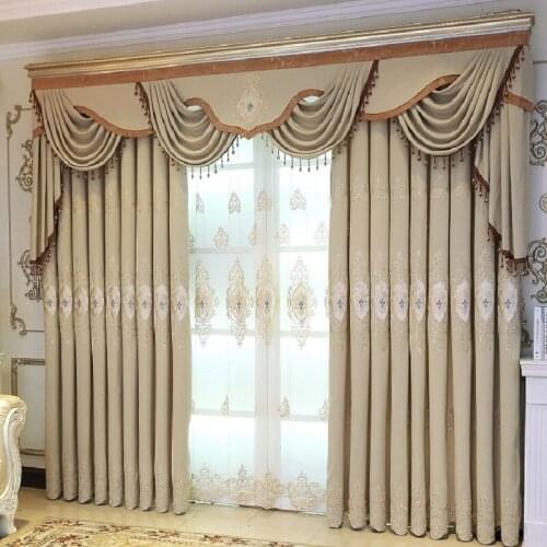 European Style Curtain Light Luxury Classical Cord Embroidery Finished Products Curtains for Living Room Bedroom Curtain Custom