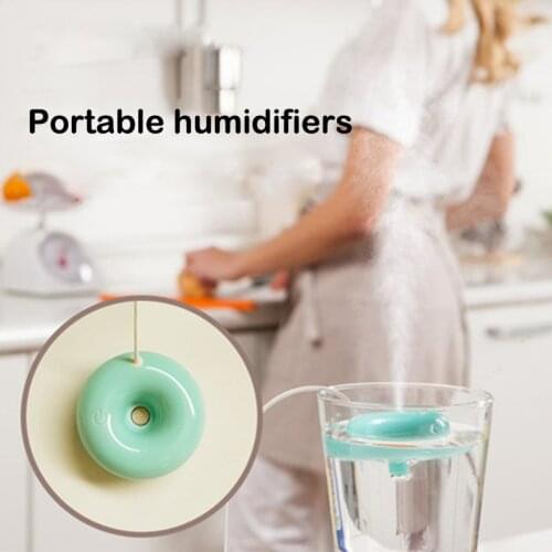 ELOOLE Mini Donut Ultrasonic Humidifier Blue And White Porcelain Aromatherapy Diffuser Mist Maker Fogger For Home Office Gift