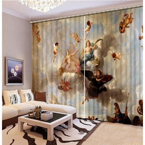 High quality custom 3d curtain fabric angel curtains Europe curtain