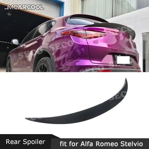 For Alfa Romeo Stelvio Spoiler 2017 2018 2019 Rear Middle Spoiler Carbon fiber FRP Trunk Boot Duck Wings Car Styling
