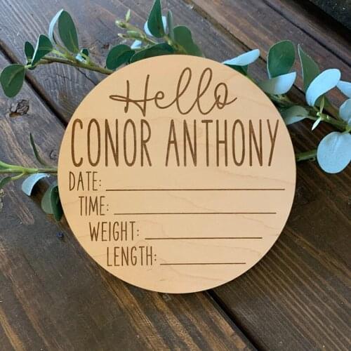 Hello Wood Baby name sign, personalized birth Announcement plaque, Newborn Stats, Photo Prop, baby keepsake, baby shower gift