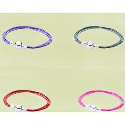 Four Colors Fabric Cord Womens Bracelets on Hand With Silver 925 Sterling silver Clip Closure Luxury Jewelry Gift for Women