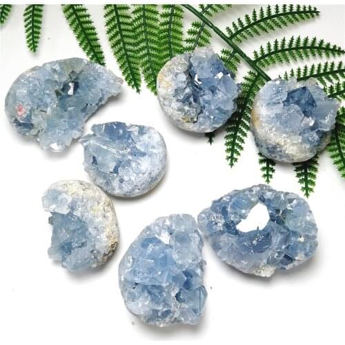 1pcs 100-200g Natural Blue Celestite crystal cluster Mineral Specimen For Decoration