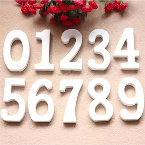 1PC Wood Craft 0-9 White Wooden Numbers Wedding Party Ornaments Hotel Home Decor Photo Props Number Wooden Ornament