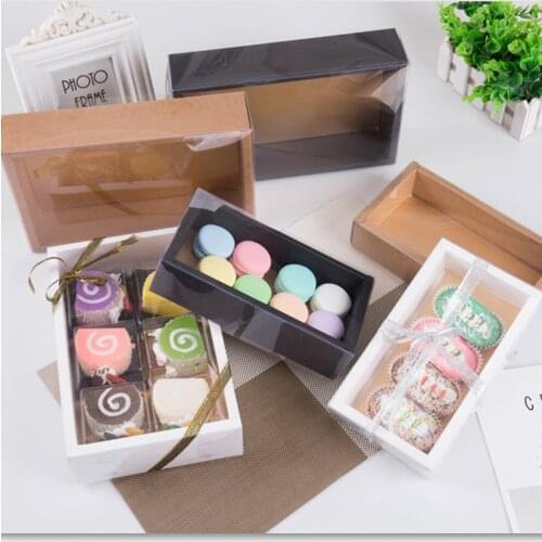 10pcs Transparent Paper Box With Window Paper Gift Box Cake Candy Packaging For Home Party Clear Lid Favor Box