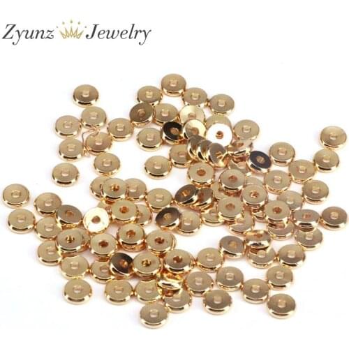 100PCS, Gold Color DIY Beads for Jewelry Making Metal Charms Spacer Beads Findings for Bracelet 7MM
