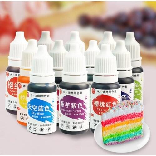 12 Colors 10ml Natural Ink Food Coloring Cake Pastries Cookies DIY Craft Pigment Cake Decoration Tools Frosting Icing Fond