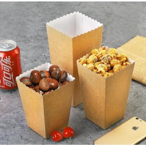 12pcs Kraft Paper Popcorn Box Candy Favor Bag Christmas Wedding Kids Birthday Baby Shower Party Decoration