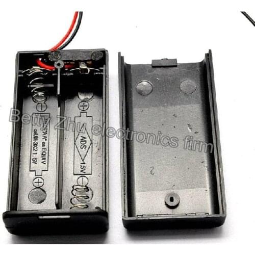 20PCS/LOT Two AA Battery Box with switch with lid with line 2 AA