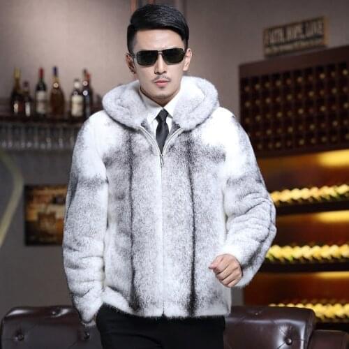 2020 Winter Natural Mink Fur Jacket Men Real Fur Coat Hooded Genuine Leather Mens Mink Jackets Luxury Fur Coats Z08-A-3 KJ3440