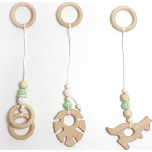 3pcs/Set Baby Play Gym Rack Hanging Toys Wood Beads Kids Ring-pull Decor Ornament Toy Childrens Room Decoration Accessories