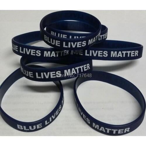 300pcs Blue Lives Matter wristband silicone bracelets free shipping by FEDEX