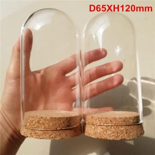 36 X Empty Clear Glass Display Cloche Bell Jar Dome Wooden Base Tabletop Centerpiece DIY Decor D65XH120mm