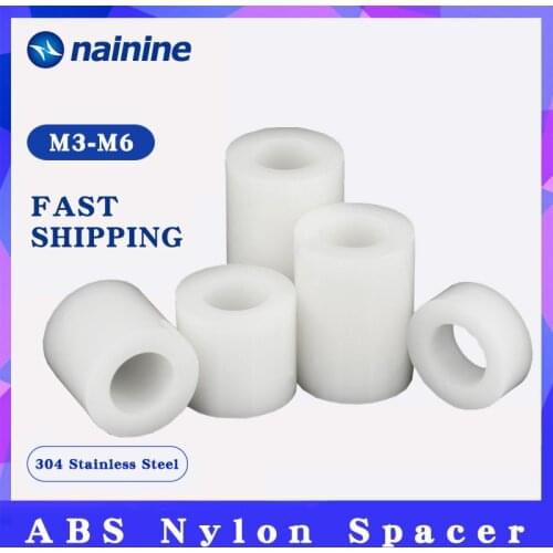 50Pcs M3 M4 White Nylon ABS Non-Threaded Spacer Round Hollow Standoff Washer PCB Board Screw Bolt NL25