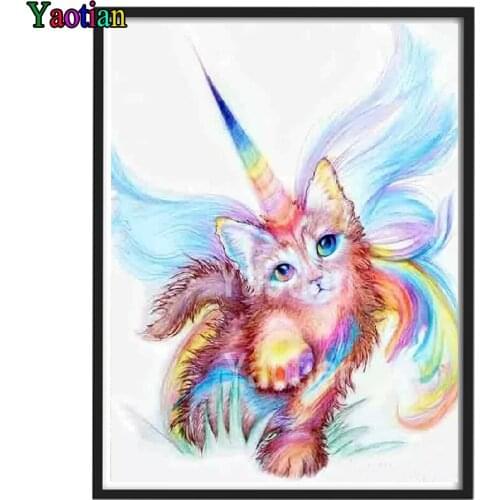 Home Decoration 5D Diamond Painting Cartoon unicorn cat Diamond Mosaic Full Square Drills Artwork Embroidery Rhinestone