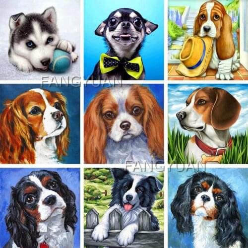 Cartoon Dog Diamond Painting 5d Diy Full Square Round Diamond Mosaic Diamond Cross Stitch Rhinestone Childrens Room Decoration