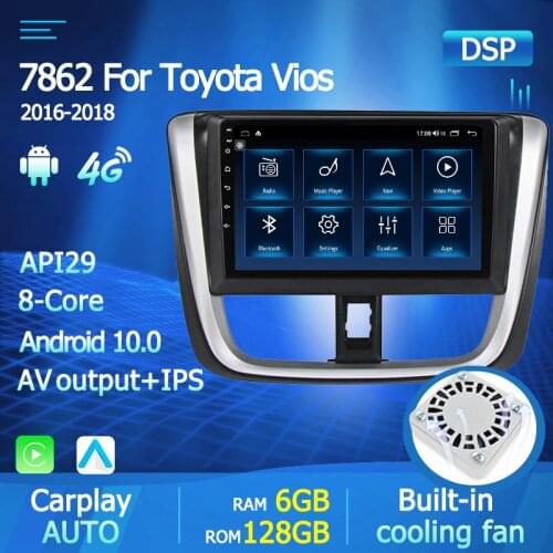 Autoradio 6+128GB Android 10 4G NET Car Multimedia Video Player For TOYOTA YARIS VIOS 2016 2017 2018 GPS Navigation USB DSP SWC
